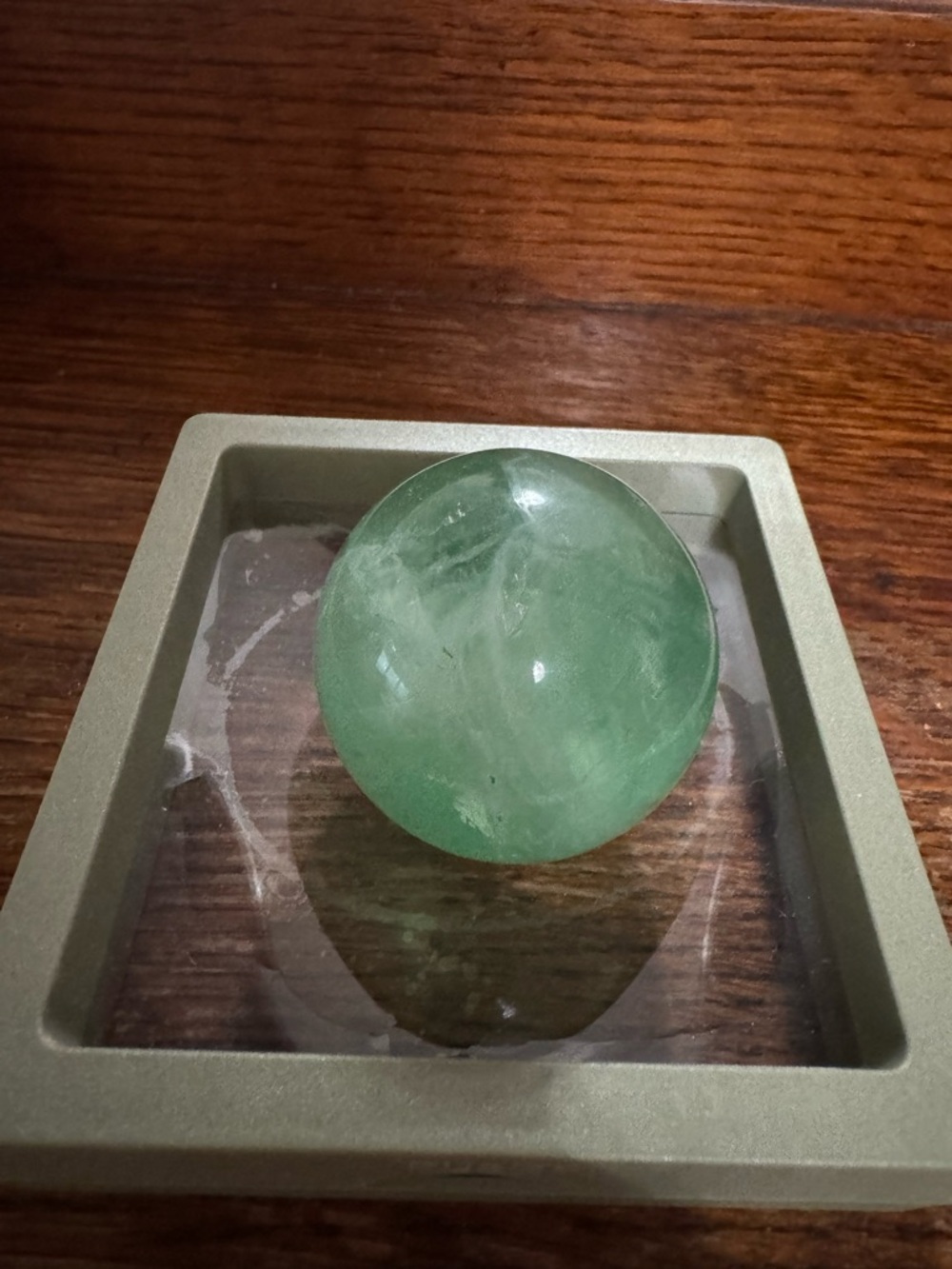 Green fluorite crystal sphere ball small gem rainbow